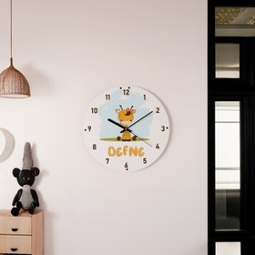 Resim Kişiye Özel Zürafa Temalı Çocuk Odası Duvar Saati - 33 cm 