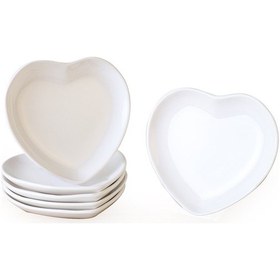 Resim Keramika Beyaz Kalp Pasta Tabağı 20 Cm 6 Adet 006 Beyaz 
