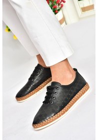 Resim Fox Shoes P555004703 Siyah Bağcıklı Hakiki Deri Günlük Kadın Ayakkabı Siyah-hakiki Deri Siyah 