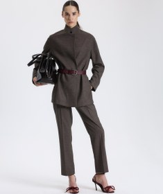 Resim Kuşaklı Kahverengi Blazer - Kahverengi / M 