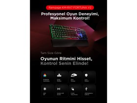 Resim Rampage KM-RX7 FORTUNA V2 Gökkuşağı Aydınlatmalı USB Siyah Gaming Combo Q Gaming Klavye + 12800 dpi Mouse 