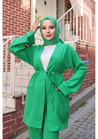 Resim Misskayle Cep Detaylı Kimono Takım Zümrüt Zümrüt 