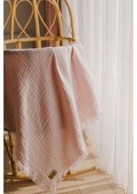 Resim Zeypba % 100 Pamuk 4 Katlı Müslin Örtü Pudra 110x110 CM Bebek & Çocuk İçin Püsküllü 