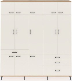 Resim Arges Dolap 8 Raflı 4 Çekmeceli 3 Askılı 220x30x243 Çam-aytaşı/aytaşı Aytası/aytası 