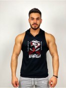 Resim Black İstanbul Savage Beast Veandella Baskılı Kapüşonlu Fitness Atleti 