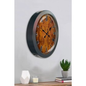 Resim Bahat Salon Ofis Duvar Saati Gri Metal Çerçeve 36 cm 