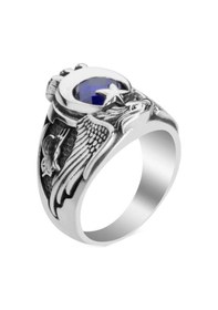 Resim Mavi Erkek Gümüş Yüzük 