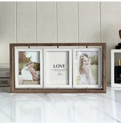 Resim Fochsia Dönen 3'lü 4x6 İnç 10x15 Cm Çift Taraflı Fotoğraf Çerçevesi - Kahverengi 
