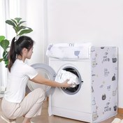 Resim Sevimli Kedi Baskılı Yıkama Makinesi Kapağı - Kalınlaştırılmış UV Koruma, Dayanıklı Kumaş ve Kolay Temizlenebilir Tasarım Ev Kullanımı için, Yıkama Makinesi Aksesuarı, Canlı Ev Dekoru, Pürüzsüz Dokulu Kapağı 