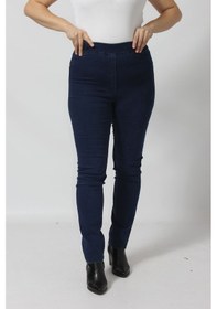 Resim Moda Berray R001 Beli Lastikli Esnek Büyük Beden Mevsimlik Mavi Kot Pantolon Denim - Lacivert 