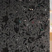 Resim Vintage Siyah Çiçekli Gizlilik Pencere Filmi - 16mil Kalınlık, Yapışmaz Yeniden Kullanılabilir PVC Gizlilik Ekranı, İç ve Dış Mekan Kullanımı için Dekoratif Oda Karartma Cam Sticker, İç Mekan Pencere Kaplama | Vintage Tarzı Dekor | Kolay Kurulum Filmi, Ev için Pencere Dekorasyonları 