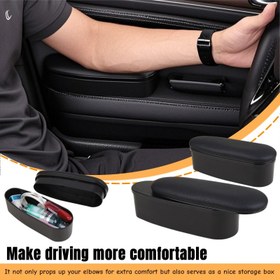 Resim [Lüks] Genişletilebilir Depolama ile Ayarlanabilir Araba Kolçak Yastığı - Yumuşak Suni Deri, Siyah ve Bej, Araç Kapı Montajı için Çok Fonksiyonlu, Gözlük ve Küçük Eşyaları Destekler, Kolçak Depolama Kutusu | Şık Araba Aksesuarı | Çok Fonksiyonlu Tasarım, Araba Depolama 
