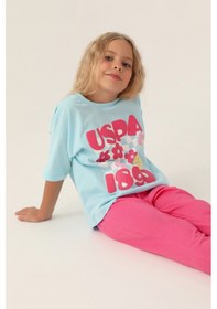 Resim U.s. Polo Assn 1812 Kız Çocuk Pijama Takım Açık Mavi V1 Mavi 
