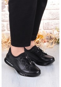 Resim Pepita 9513 Comfort Yumuşak Esnek Kauçuk Kaymaz Taban Hakiki Deri Kadın Ayakkabı Siyah 