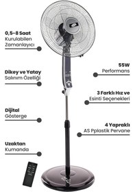 Resim GoldMaster Tornado Bakır Motorlu Yatay Salınımlı Hız Ve Zaman Ayarlı Uzaktan Kumandalı Ayaklı Vantilatör 