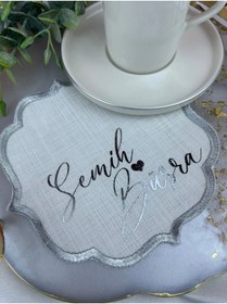 Resim Söz & Nişan Tepsisi Için Söz Mendili Kişiye Özel Kenarları Nakışlı 