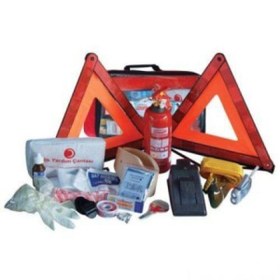 Resim Yerli Tüvtürk Onaylı Lüks Trafik Ve Ilk Yardım Seti Özel Çanta 