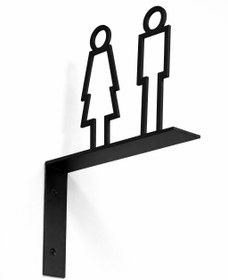 Resim Metal Restroom Directional Sign | WC Sign for Café & Restaurant Use - Black 
