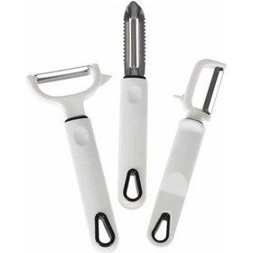 Resim Elegancev Paslanmaz Çelik Bıçaklı Meyve Sebze Oyucu Soyacak 3'lü 