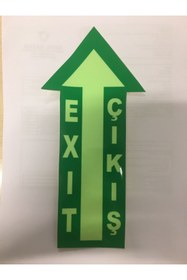 Resim DEDETİCARET 12x25 Cm Fosforlu Yer Ok Işareti Zemin Için Yön Etiketi 