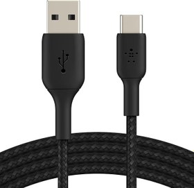 Resim Belkin Örgülü USB-C Kablosu ,Boost Charge USB-C-USB Kablosu, Note10, S10, Pixel 4, iPad Pro, Nintendo Switch uyumlu USB C Tipi Kablosu, 1m, Siyah ,CAB002bt1MBK 