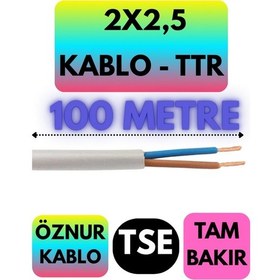 Resim Öznur 2x2,5 Ttr Kablo Beyaz Metre Seçenekli - 100 Metre 