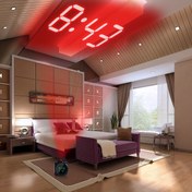 Resim LCD Dijital Projeksiyon Alarm Saati ile Sıcaklık Göstergesi - Modern Metalik Tasarım, Kırmızı LED Ekran, Zil Ses, Oturma Odası ve Yatak Odası Dekoru için İdeal, Alarm Saati Oturma Odası 