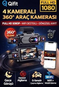 Resim 4 Kameralı 360 Derece Araç Kamerası, Full HD 1080P, WiFi Destekli, Gece Görüşlü, G-Sensör, Döngüsel Kayıt, Mobil İzleme 