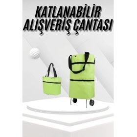 Resim Marsilyan Katlanabilir Tekerlekli Pazar Market Çarşı Arabası Market Alışveriş Çantası 