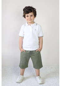 Resim Pike Tişört/gab Şortlu Takım 2-9 Yaş Beyaz - Haki 