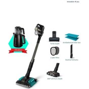 Resim Philips Speedpro En Hızlı Max Aqua Plus Kablosuz Dikey Süpürge, LED Başlık Şarjlı Dik Süpürge +Çay Makinesi 