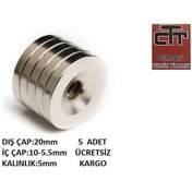 Resim Ceksancivata 5 Adet 20Mm X 10-5Mm X 5Mm Havşa Delikli Güçlü Neodyum Miknatis 
