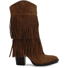 Resim Vario Hakiki Süet Püsküllü Western Topuklu Çizme E13 SUEDE SIGARO 