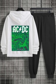 Resim Trend Sizde Unisex Özel Tasarım Acdc Baskılı Üst Alt Eşofman Takımı 