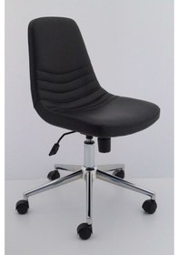 Resim Siyah Deri Rahat Ofis Çalışma Sandalyesi 