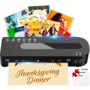 Resim A4 Boyutlu Siyah Laminasyon Makinesi, 5 Sayfa A4/A5 + 10 Sayfa A6 Laminasyon Çantaları - Avrupa Standart Fiş, 220V-240V, Pil Gerektirmez, Fotoğraflar ve Belgeler İçin Mükemmel, Fotoğraf Laminasyon Makinesi | Modern Laminasyon Makinesi | Kompakt Laminasyon Makinesi 
