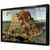 Resim Babil Kulesi Çerçeveli Cam Tablo 