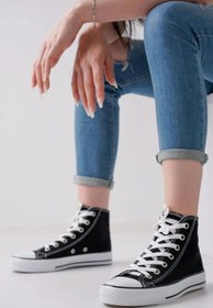 Resim Chuckline Kadın Erkek Yüksek Bilek Kanvas Bez Rahat Taban Bağcıklı Spor Ayakkabı 