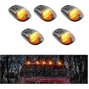 Resim Kamyon İçin Güneş Enerjili Kabin Lambaları, Kablosuz Tasarıma Sahip 5 Adet Led Tavan Koşu İşaret Lambası Sarı 