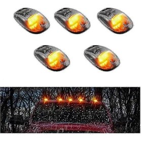 Resim Kamyon İçin Güneş Enerjili Kabin Lambaları, Kablosuz Tasarıma Sahip 5 Adet Led Tavan Koşu İşaret Lambası Sarı 