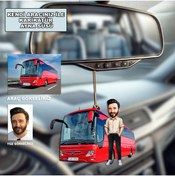 Resim MK Kendi Aracınızla Kişiye Özel Karikatür Ahşap Mdf Dikiz Ayna Süsü 