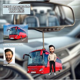 Resim MK Kendi Aracınızla Kişiye Özel Karikatür Ahşap Mdf Dikiz Ayna Süsü 