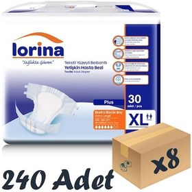 Resim Lorina Tekstil Yüzeyli Bel Bantlı Yetişkin Hasta Bezi XL 30'Lu 8 Paket 240 Adet 