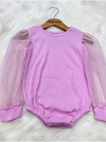 Resim ŞAPKAKİDS Kız Bebek Ribana Kolları Tül Pembe Tek Üst 