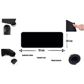 Resim Appa Srf-888 Düz Siyah Oyuncu Mouse Pad 70X30 Cm Kaymaz Dikişli 