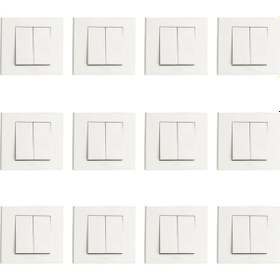 Resim 12 Adet Grano Beyaz Komütatör Ikili Anahtar Çerçeve Dahil 12'li Paket / Set 