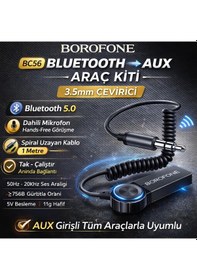 Resim Borofone Bc56 Araç İçi Bluetooth To Aux 3.5mm Çevirici Araç Kiti Mikrofonlu 