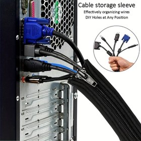 Resim Wrap-It Storage Fermuarlı Kablo Kılıfı - 60.96cm x 10.16cm (4'lü Paket) Siyah - Masa, Bilgisayar ve TV Kablolarını Gizleme ve Koruma için Kordon Düzenleyici ve Uzatma Kablosu Örtüsü 