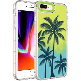 Resim Kip GSM Apple iPhone 8 Plus Kılıf Kamera Korumalı Renkli Desenli Sert Silikon Korn Kapak 