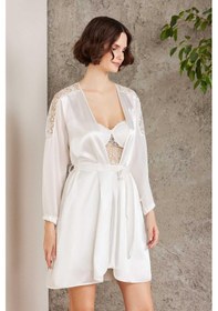 Resim Pierre Cardin 6005 Kadın Ekru Gelin Set 6'lı Saten Takım Ekru 